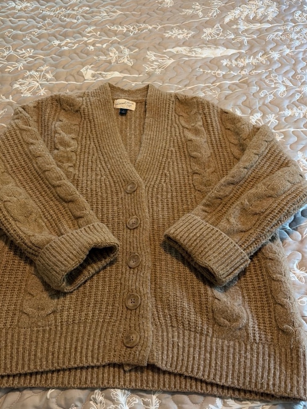 Target Brown Cable Knit Button-Front Cardigan